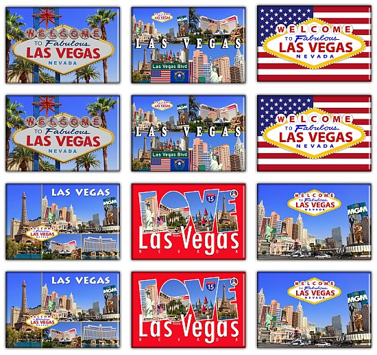 Set of 12 Las Vegas Fridge Magnets